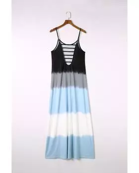 Azura Exchange Платье макси с разрезом и принтом тай-дай XL небесно-голубой