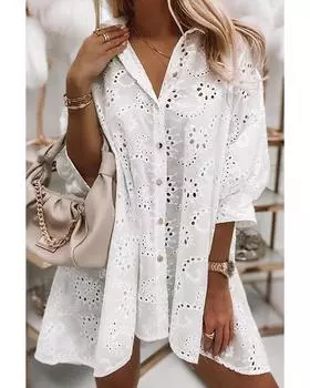 Azura Exchange Платье-рубашка с цветочным принтом L белый