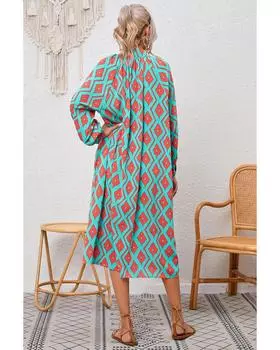 Azura Exchange Платье-рубашка с геометрическим принтом S небесно-голубой