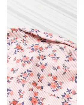 Azura Exchange Платье с цветочным принтом, короткими рукавами и карманами с клапанами S розовый