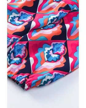 Azura Exchange Платье с геометрическим принтом, длинными рукавами и высокой талией XL разноцветный