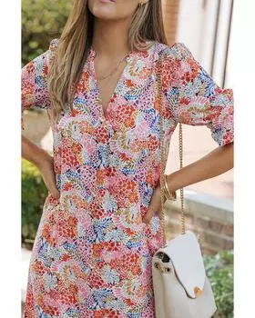 Azura Exchange Платье с рукавами-крылышками и цветочным принтом в стиле бохо S разноцветный