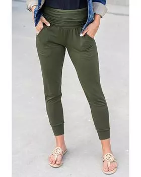 Azura Exchange Леггинсы с карманами и складками XL зелёный