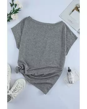 Azura Exchange Футболка с карманами и боковыми разрезами M серый