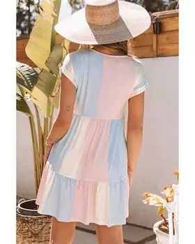 Azura Exchange Полосатое многослойное мини-платье XL разноцветный