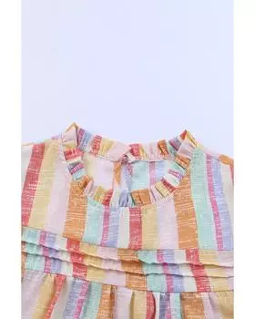 Azura Exchange Полосатый топ без рукавов с цветными блоками и оборками 2XL разноцветный