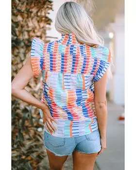 Azura Exchange Полосатый топ-флаттер с высоким воротом M разноцветный