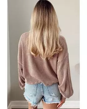 Azura Exchange Повседневная блузка с заниженной линией плеч и рукавами-фонариками XL хаки