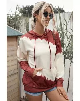 Azura Exchange Повседневная толстовка с капюшоном и принтом тай-дай XL красный