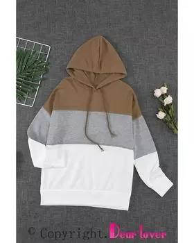 Azura Exchange Повседневная толстовка с капюшоном в полоску Color Block XL хаки