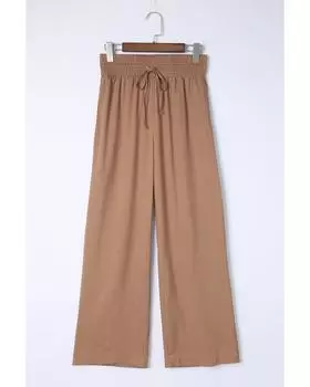 Azura Exchange Повседневные широкие брюки с эластичной резинкой на талии S коричневый