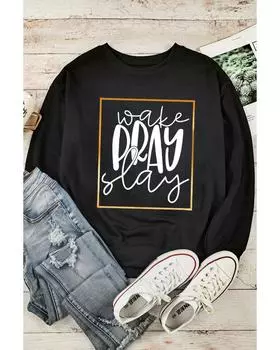 Azura Exchange Толстовка-пуловер с принтом Glitter Pray Slay L чёрный