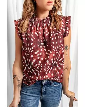 Azura Exchange Print Flutter Tank Top L коричневый