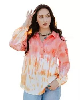 Azura Exchange Print Lace-up Buttoned Henley Top 2XL красный