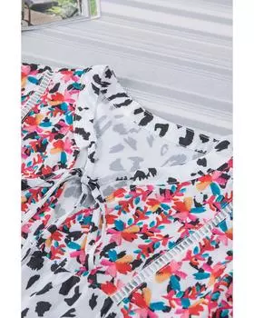 Azura Exchange Блузка с принтом и завязкой-кисточкой S леопардовый