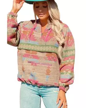 Azura Exchange Printed Kangaroo Pocket Zipped Hoodie XL разноцветный