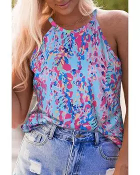 Azura Exchange Printed Sleeveless Tank Top L синий