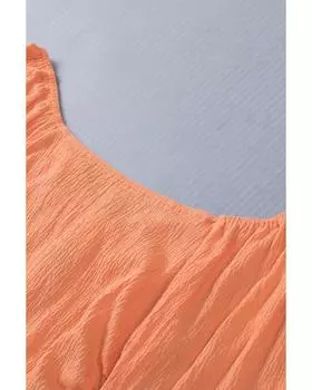 Azura Exchange Текстурированный укороченный топ с рукавами-фонариками L розовый