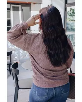 Azura Exchange Пуловер с текстурированной вязкой и застежкой-молнией на вороте большого размера 1X коричневый