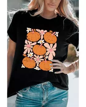 Azura Exchange Pumpkin Flower Square Graphic Tee 2XL чёрный
