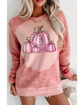 Azura Exchange Pumpkin Graphic Tie Dye Sweatshirt S розовый