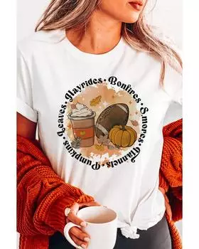 Azura Exchange Pumpkin Rugby Graphic Print Tee M белый