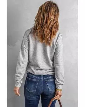 Azura Exchange Quilted Half Zipper Sweatshirt S серый