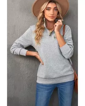 Azura Exchange Quilted Plaid Elbow Patch Sweatshirt 2XL серый