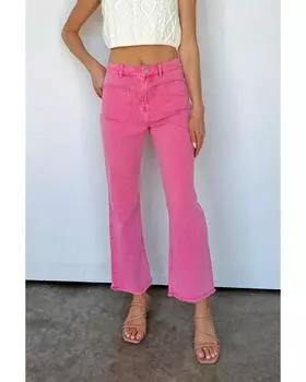 Azura Exchange Расклешенные джинсы с необработанным краем 12 US розовый