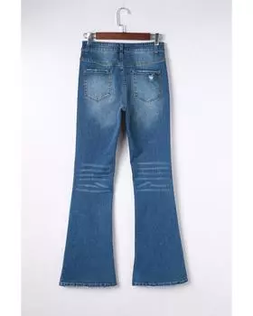 Azura Exchange Расклешенные джинсы с высокой талией S небесно-голубой