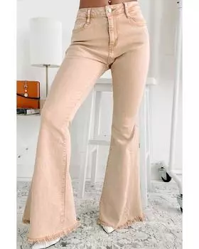 Azura Exchange Расклешенные джинсы средней посадки с необработанным краем 12 US хаки