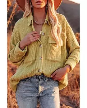 Azura Exchange Ребристая текстурированная куртка с пуговицами S жёлтый