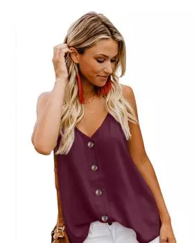 Azura Exchange Красный топ на тонких бретельках с пуговицами S красный