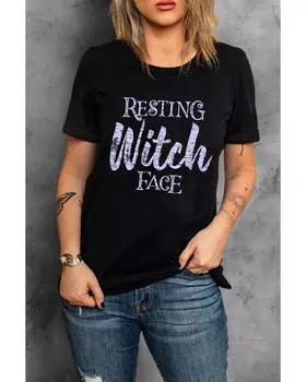Azura Exchange Resting Witch Face Graphic Tee S чёрный