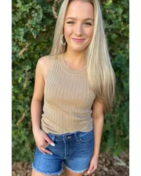 Azura Exchange Ribbed Knit Crew Neck Tank Top XL абрикосовый