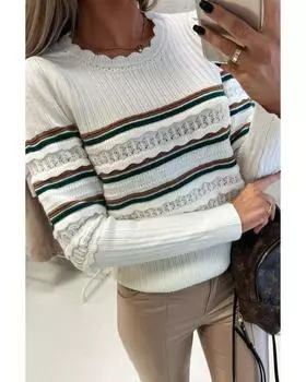 Azura Exchange Вязаный свитер с ребристым узором 2XL белый