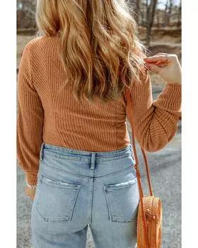 Azura Exchange Топ из трикотажного трикотажа Slim Fit в рубчик 1X коричневый