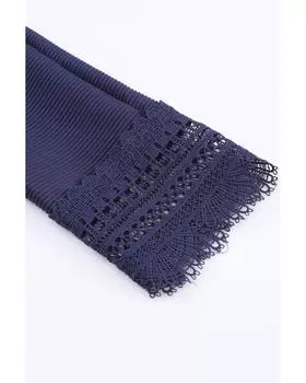 Azura Exchange Топ с длинными рукавами и V-образным вырезом в рубчик M синий