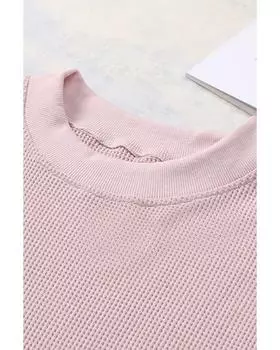 Топ вафельной вязки Azura Exchange с ребристым краем S розовый