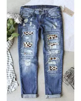 Azura Exchange Ripped Denim Jeans XL небесно-голубой