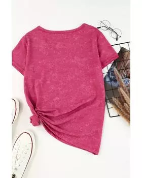 Azura Exchange Rose God Blessed America Hearts Graphic Mineral Wash Tee M ярко-розовый