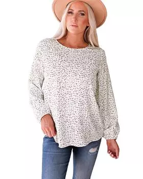 Azura Exchange Роскошная блузка с длинным рукавом S леопардовый