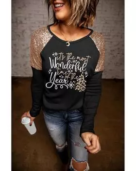 Azura Exchange Рождественский топ с графическим принтом и пайетками на плечах S чёрный