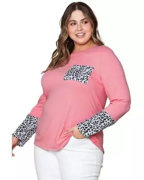Azura Exchange Розовый леопардовый манжеты матовый топ размера плюс 1X розовый