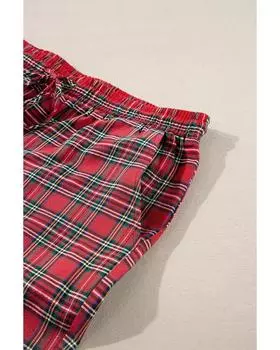 Azura Exchange Рубашка и брюки в красную клетку с принтом больших размеров для отдыха 3X красный