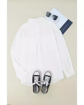 Azura Exchange Рубашка с длинным рукавом и застежкой на пуговицы M белый