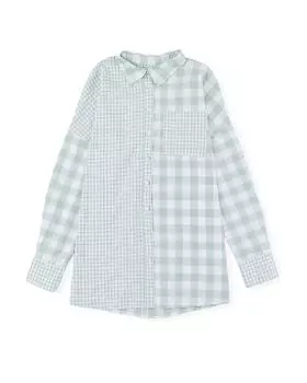 Azura Exchange Рубашка с длинным рукавом в клетку в стиле пэчворк M зелёный