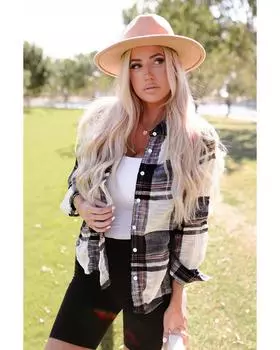 Azura Exchange Рубашка с клетчатым принтом и потертым необработанным краем XL синий