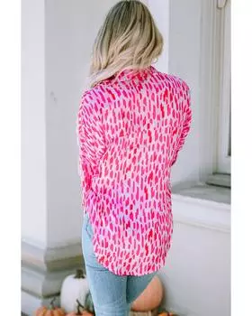 Azura Exchange Рубашка с принтом на рукавах и пуговицах M розовый