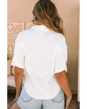 Azura Exchange Рубашка с застежкой на пуговицы и текстурированным узором XL белый